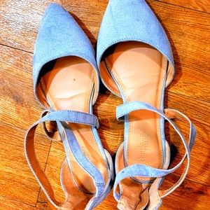 Light Blue Ballet Strappy Flats